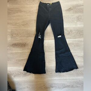 Long Distressed Boot Cut Jeans